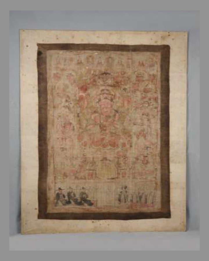 Bodhisattva Cotton Painting — before treatment
