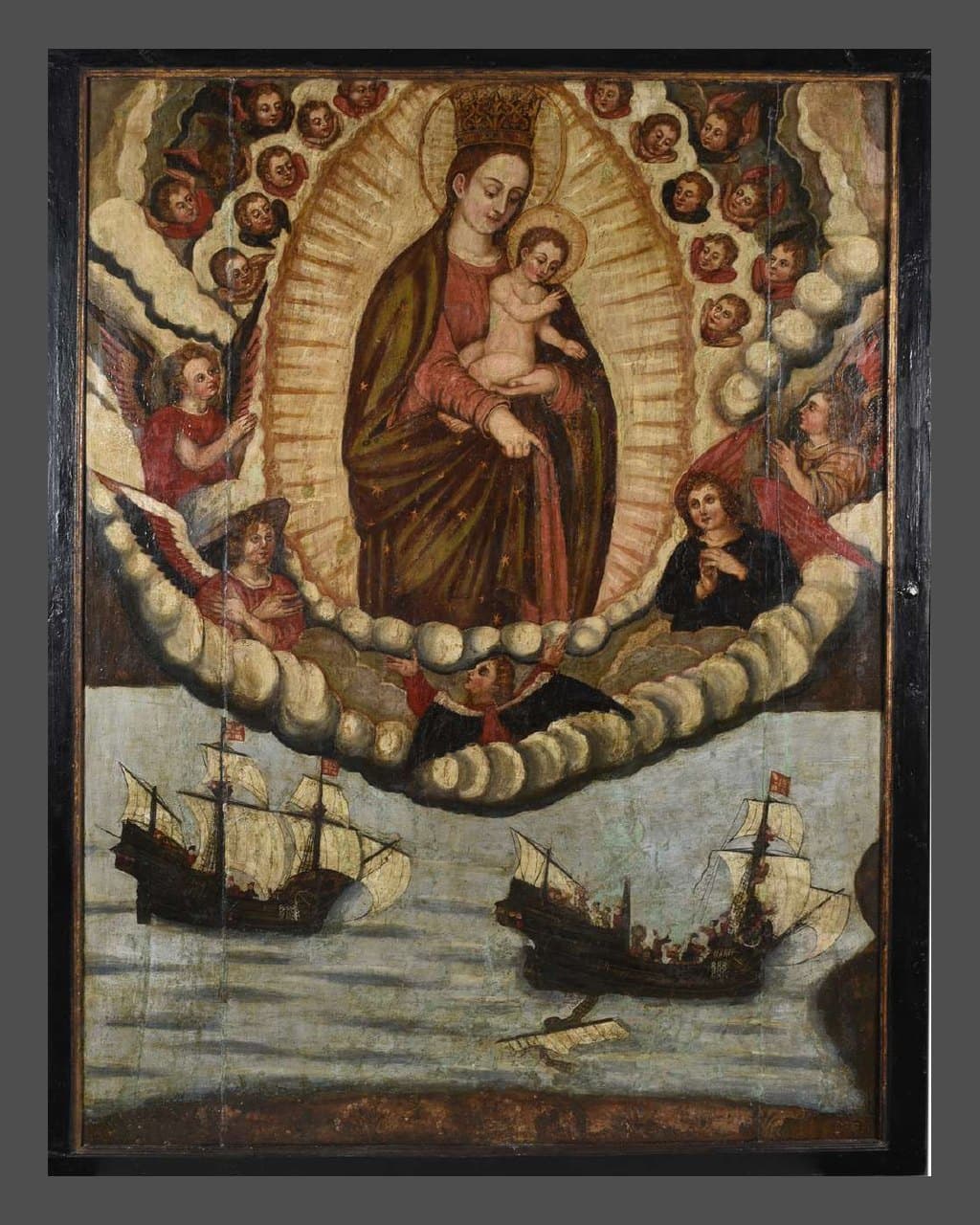 Wall-Mounted Devotional Oil Painting — before treatment