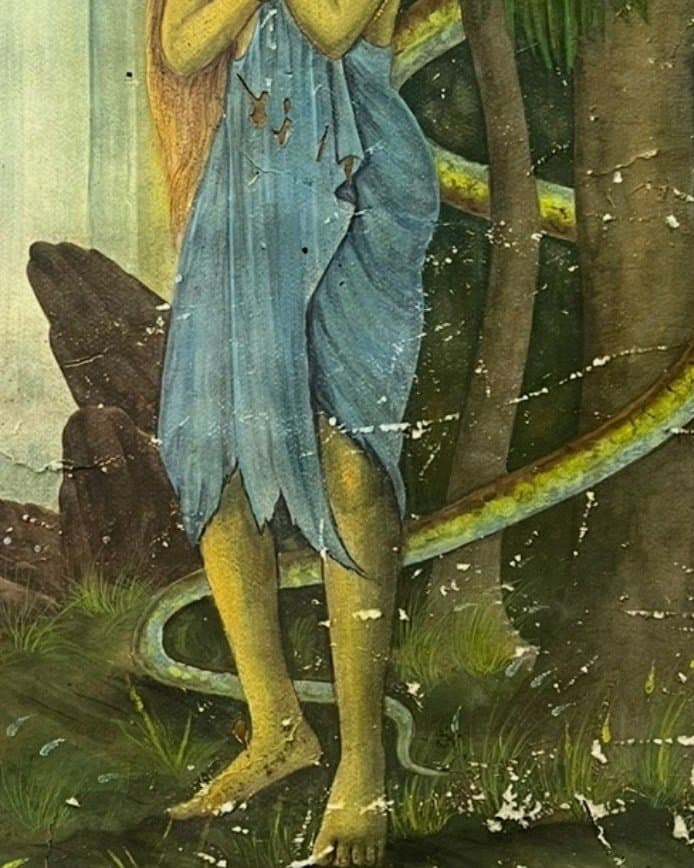 Watercolour — Figure with a Serpent — before treatment